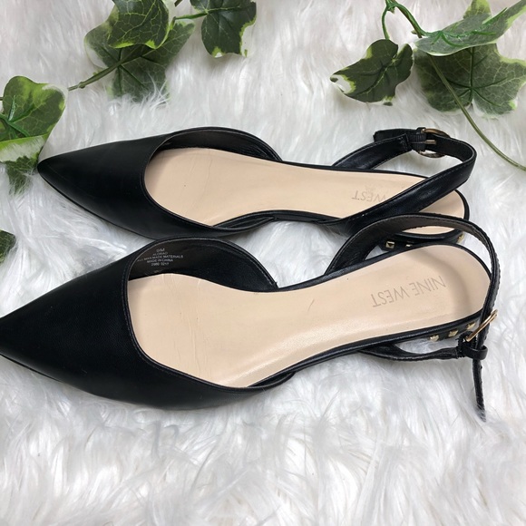 Nine West Shoes - Nine West black stud pointy toe flats